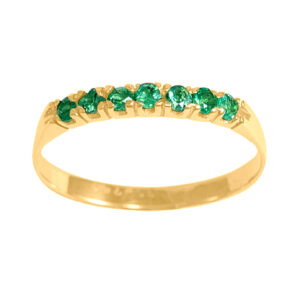 Meia Aliança Ouro 18k Clássica Esmeralda
