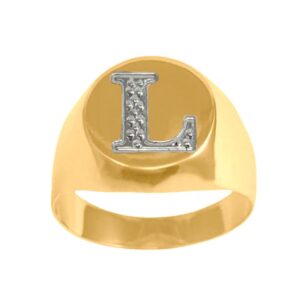 Anel Letra L Ouro 18k