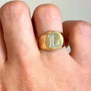 Anel Letra L Ouro 18k