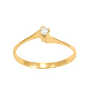 Anel Solitário Ouro 18k e Diamante