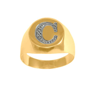 Anel Letra C Ouro 18k