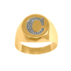 Anel Letra C Ouro 18k