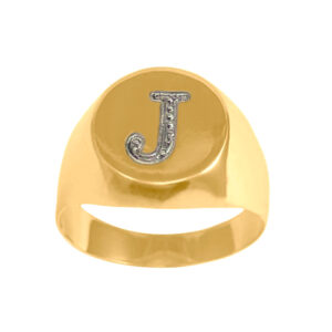 Anel Letra J Ouro 18K