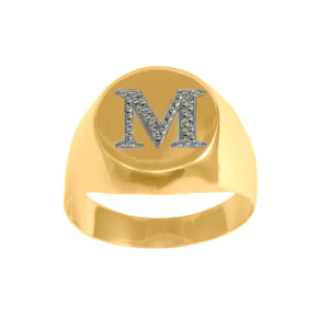 Anel Letra M Ouro 18k