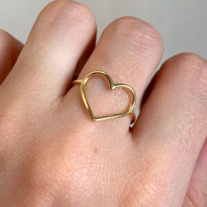 Anel Ouro 18k Coração Fio