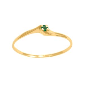 Anel Solitário Ouro 18k e Esmeralda