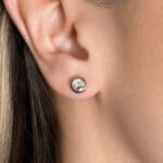 Brinco em Ouro 18k com Topázio Branco Natural 5 mm 2