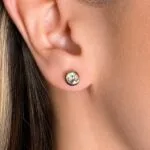Brinco em Ouro 18k com Topázio Branco Natural 5 mm 2