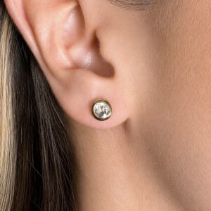 Brinco em Ouro 18k com Topázio Branco Natural 5 mm