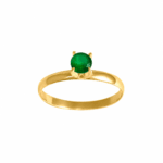 Anel Solitário em Ouro 18k com Crisoprásio Natural 4mm 1