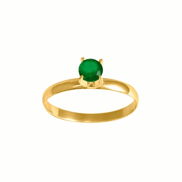 Anel Solitário em Ouro 18k com Crisoprásio Natural 4mm