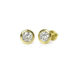 Brinco em Ouro 18k com Topázio Branco Natural 5 mm