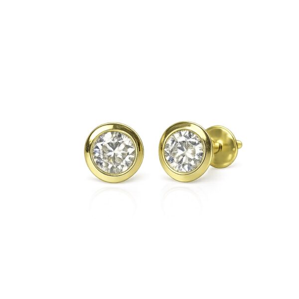 Brinco em Ouro 18k com Topázio Branco Natural 5 mm