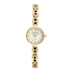 Relógio Seculus  Feminino Kit Bracelete Cristais Dourado