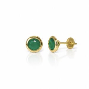 Brinco em Ouro 18k com Crisoprásio Natural 5 mm