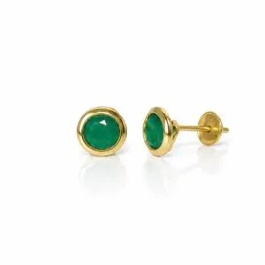 Brinco em Ouro 18k com Crisoprásio Natural 5 mm