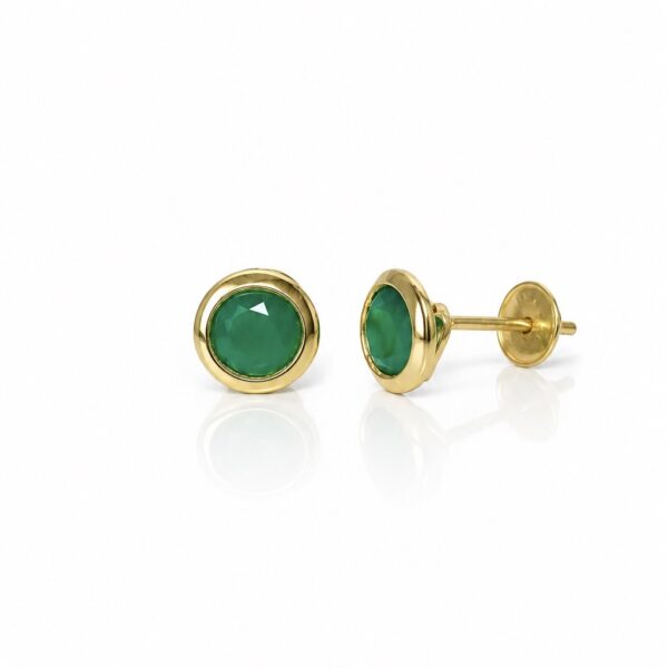Brinco em Ouro 18k com Crisoprásio Natural 5 mm