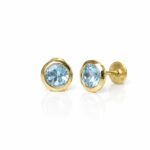 Brinco em Ouro 18k com Topázio Azul Natural 5 mm 1