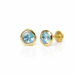 Brinco em Ouro 18k com Topázio Azul Natural 5 mm 1
