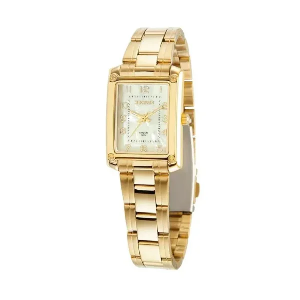 Relógio Seculus  Feminino Quadrado Madrepérola Dourado