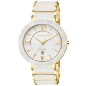Relógio Technos Cerâmica Branco e Dourado - 40mm