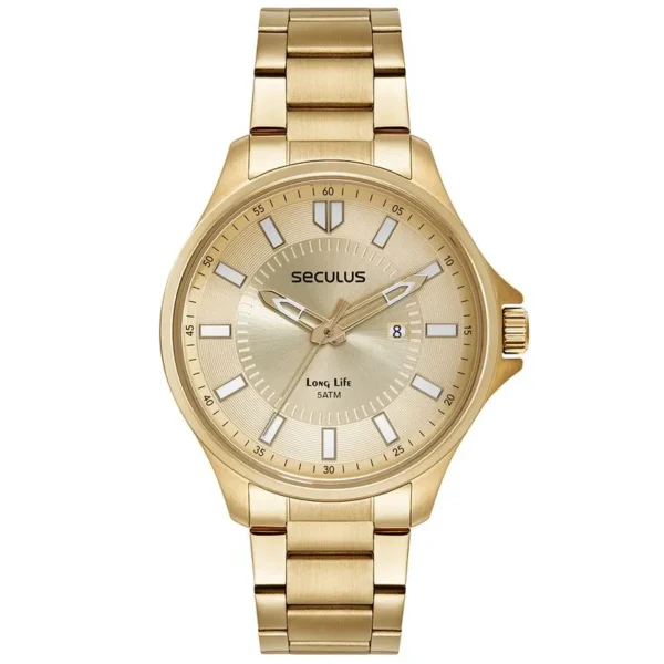 Relógio Seculus  Casual Dourado