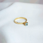 Anel Solitário em Ouro 18k com Topázio Azul Natural  4mm 3