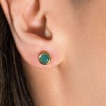 Brinco em Ouro 18k com Crisoprásio Natural 5 mm 2