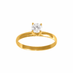 Anel Solitário em Ouro 18k com Topazio Branco Natural 4mm 1