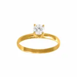 Anel Solitário em Ouro 18k com Topazio Branco Natural 4mm 1