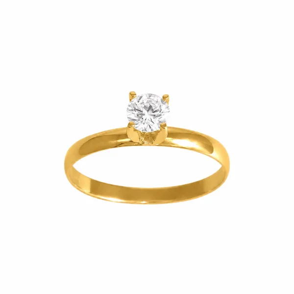 Anel Solitário em Ouro 18k com Topazio Branco Natural 4mm