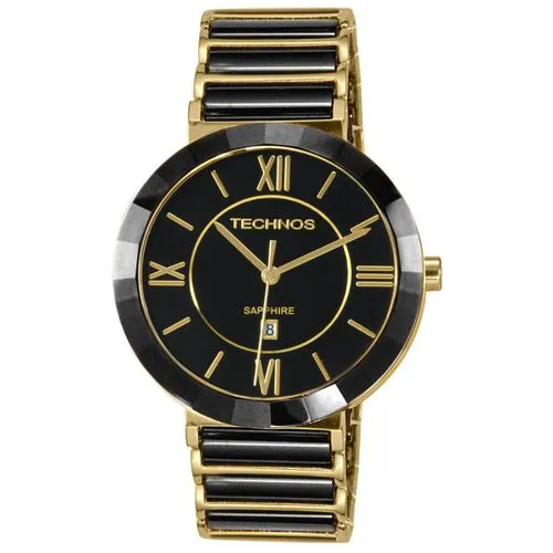 Relógio Technos  Cerâmica Preto e Dourado -34mm