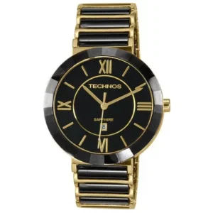 Relógio Technos  Cerâmica Preto e Dourado -34mm