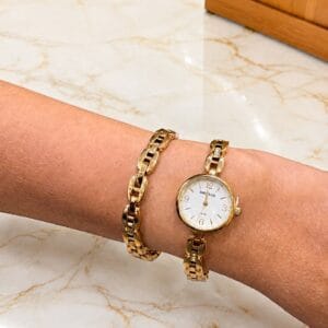 Relógio Seculus  Feminino Kit Bracelete Cristais Dourado