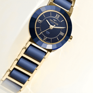 Relógio Technos Feminino Cerâmica Azul e Dourado
