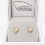 Brinco em Ouro 18k com Topázio Branco Natural 5 mm 4