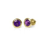 Brinco em Ouro 18k com Ametista Natural 5 mm 1