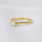 Anel Solitário em Ouro 18k com Topázio Branco Natural 3 mm 4
