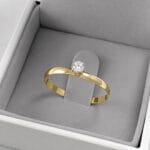 Anel Solitário em Ouro 18k com Topázio Branco Natural 3 mm 3