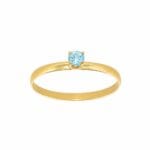 Anel Solitário em Ouro 18k com Topázio Azul Natural  3 mm 1