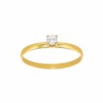 Anel Solitário em Ouro 18k com Topázio Branco Natural 3 mm 1