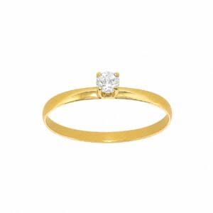 Anel Solitário em Ouro 18k com Topázio Branco Natural 3 mm