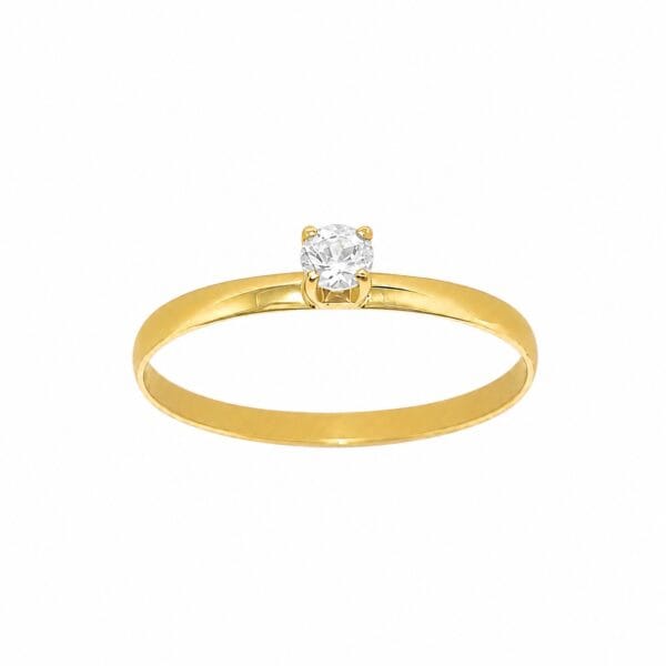 Anel Solitário em Ouro 18k com Topázio Branco Natural 3 mm