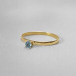Anel Solitário em Ouro 18k com Topázio Azul Natural  3 mm 4