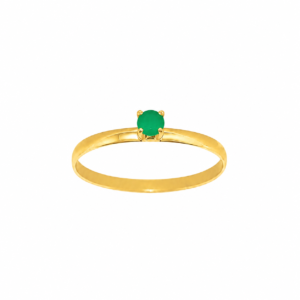 Anel Solitário em Ouro 18k com Crisoprásio Natural 3 mm