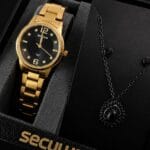 Kit Relógio Seculus Long Life Dourado 4